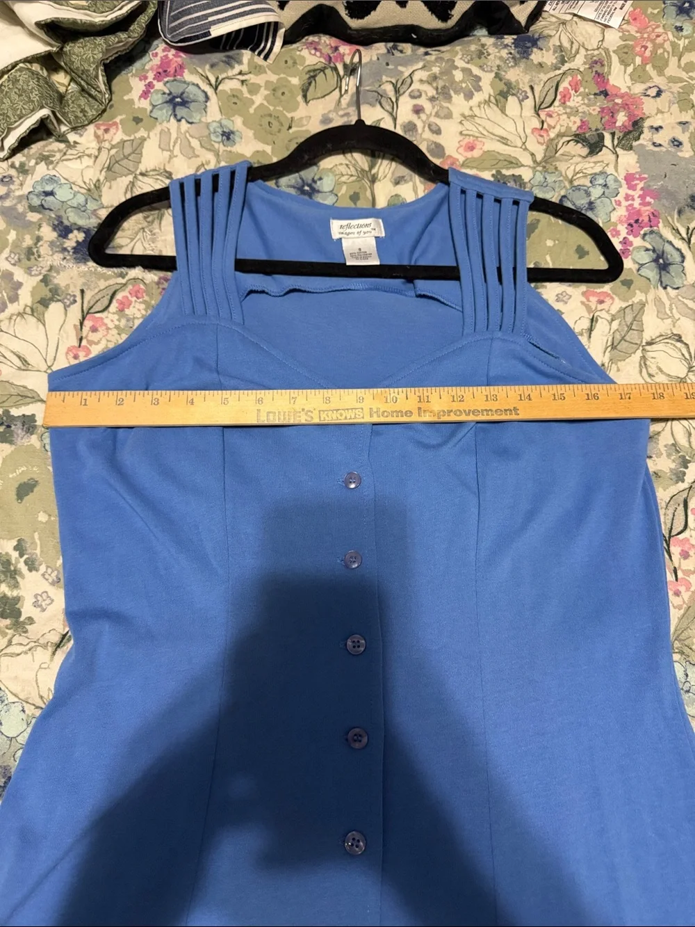 Reflections Women’s Blue Sleeveless Button-Front Maxi Dress - Picture 5 of 5